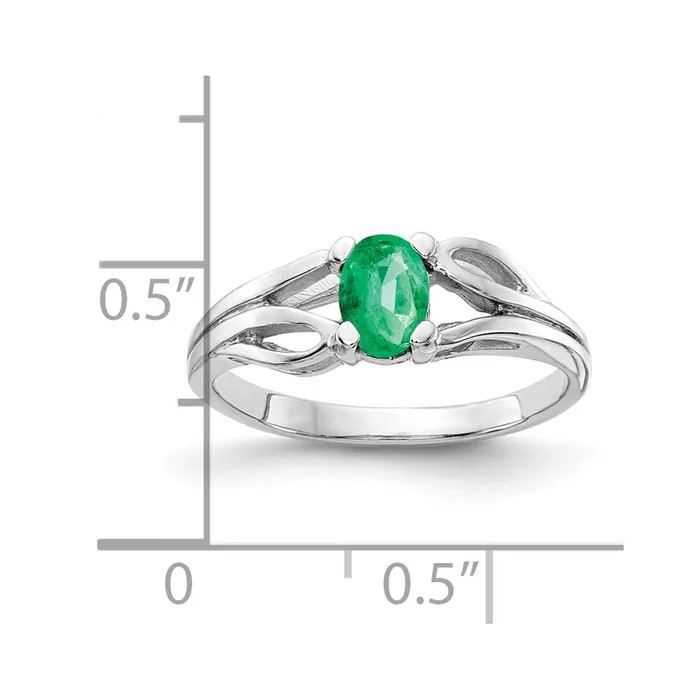 Rings Solid 14k White Gold 6x4mm Oval Simulated Emerald Ring Goldia