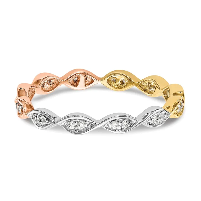Rings Solid Real 14k White Polished Round 2CT Double Row CZ Eternity Wedding Band Ring Goldia