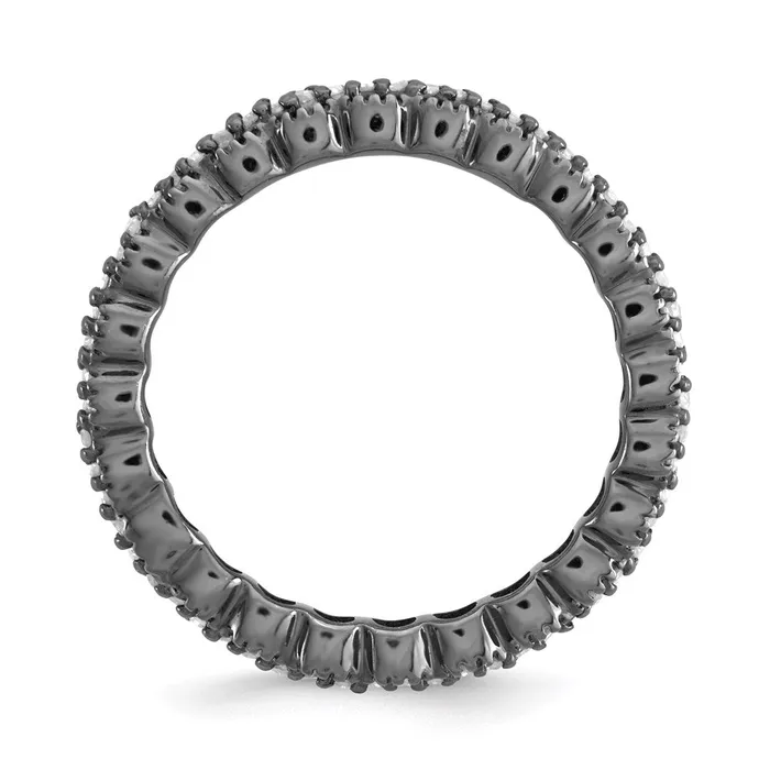 Rings Sterling Silver Stackable Expressions Blackplated Carved wDiamond Ring Goldia