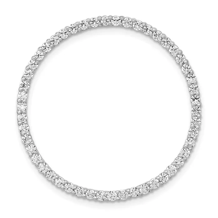 Solid 14k White Gold 1ct Simulated CZ Circle Chain Slide Goldia Necklaces Solid 14k White Gold 1ct Simulated CZ Circle Chain Slide Goldia Necklaces