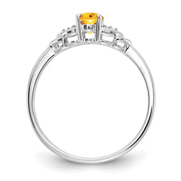 Solid 14k White Gold Simulated Citrine and CZ Ring Goldia Rings