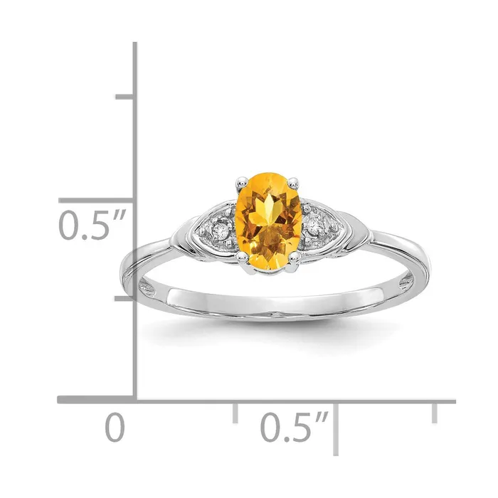 Solid 14k White Gold Simulated Citrine and CZ Ring Goldia Rings