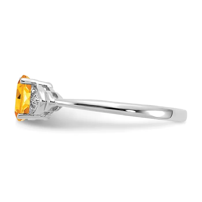 Solid 14k White Gold Simulated Citrine and CZ Ring Goldia Rings