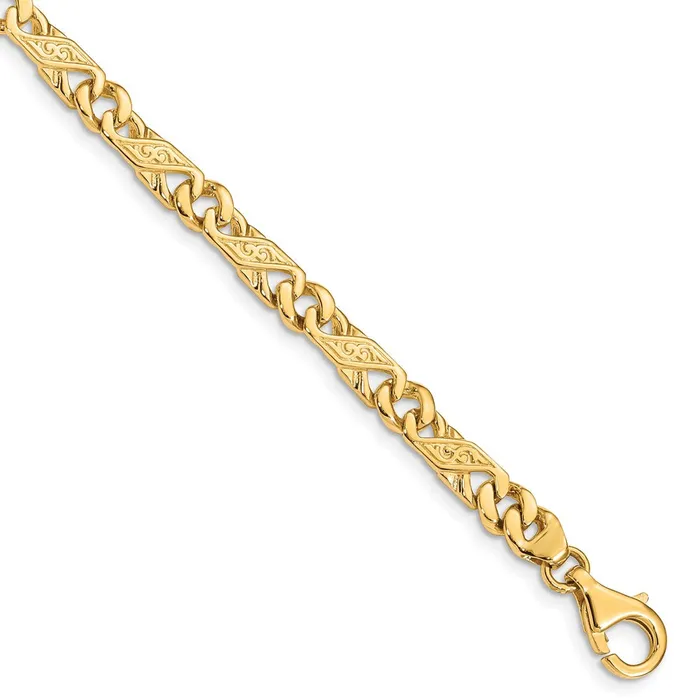 Solid 14K Yellow Gold 18 inch 55mm Hand Polished Fancy Link with Fancy Lobster Clasp Chain Necklace MDS Necklaces Solid 14K Yellow Gold 18 inch 55mm Hand Polished Fancy Link with Fancy Lobster Clasp Chain Necklace MDS Necklaces