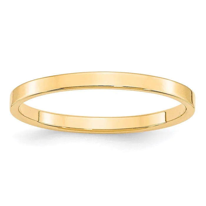 Solid 14K Yellow Gold 2mm Light Weight Flat MensWomens Wedding Band Ring Size 65 Goldia Rings Solid 14K Yellow Gold 2mm Light Weight Flat MensWomens Wedding Band Ring Size 65 Goldia Rings