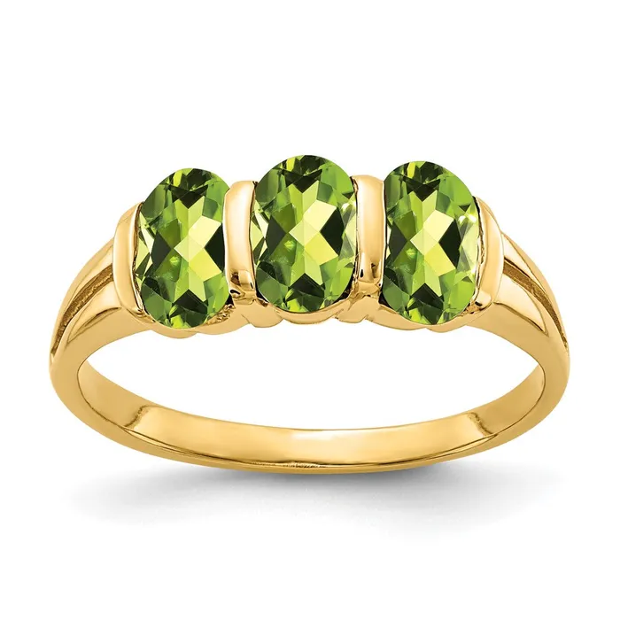 Solid 14k Yellow Gold 6x4mm Oval Simulated Peridot Ring Goldia Rings