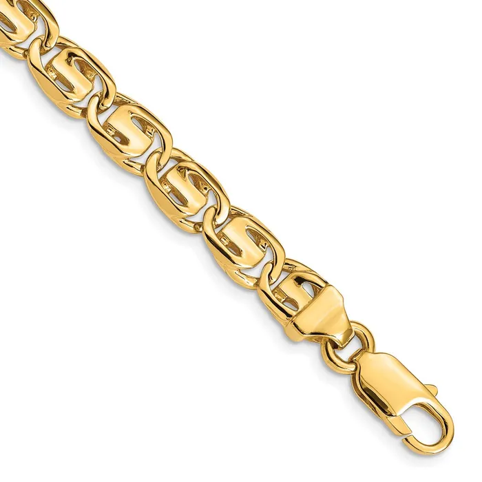 Solid 14K Yellow Gold 9 inch 75mm Hand Polished Fancy Link with Lobster Clasp Bracelet MDS Bracelets Solid 14K Yellow Gold 9 inch 75mm Hand Polished Fancy Link with Lobster Clasp Bracelet MDS Bracelets