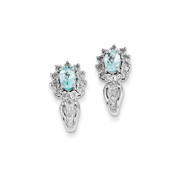 Sterling Silver Diamond Blue Topaz Earrings Goldia Earrings