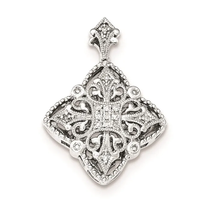 Sterling Silver Diamond Filigree Pendant Goldia Necklaces