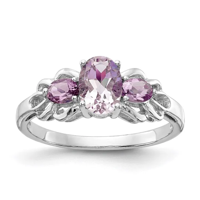 Sterling Silver Rhodium Pink Quartz Ring Goldia Rings