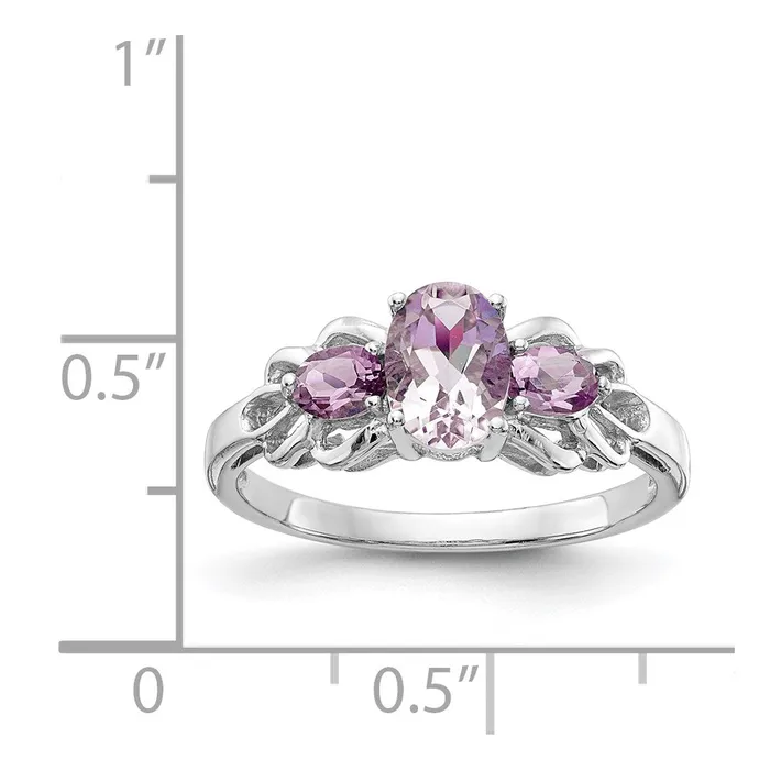 Sterling Silver Rhodium Pink Quartz Ring Goldia Rings