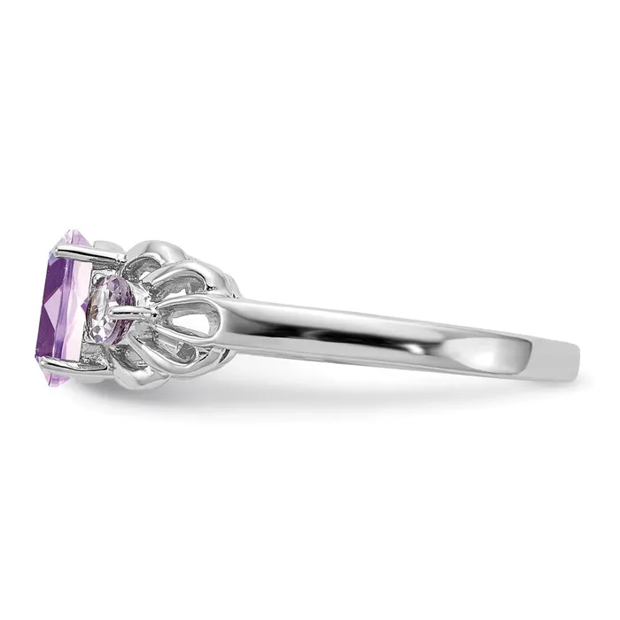 Sterling Silver Rhodium Pink Quartz Ring Goldia Rings