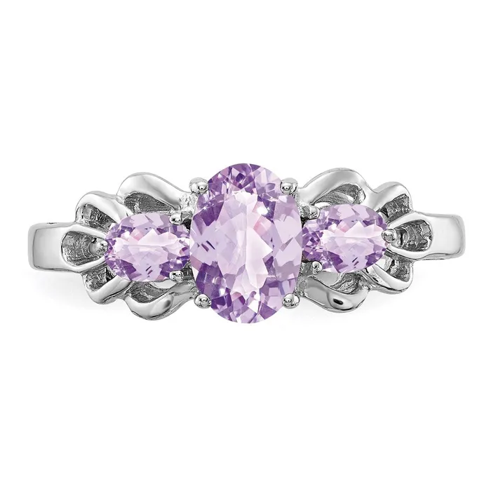 Sterling Silver Rhodium Pink Quartz Ring Goldia Rings