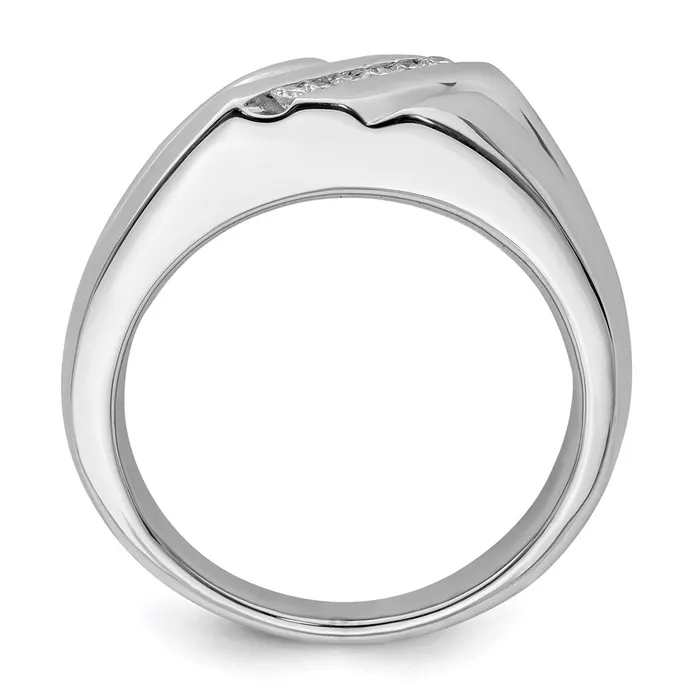 Sterling Silver Rhodium Plated Diamond Mens Ring Goldia Rings