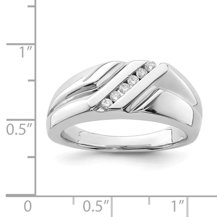 Sterling Silver Rhodium Plated Diamond Mens Ring Goldia Rings