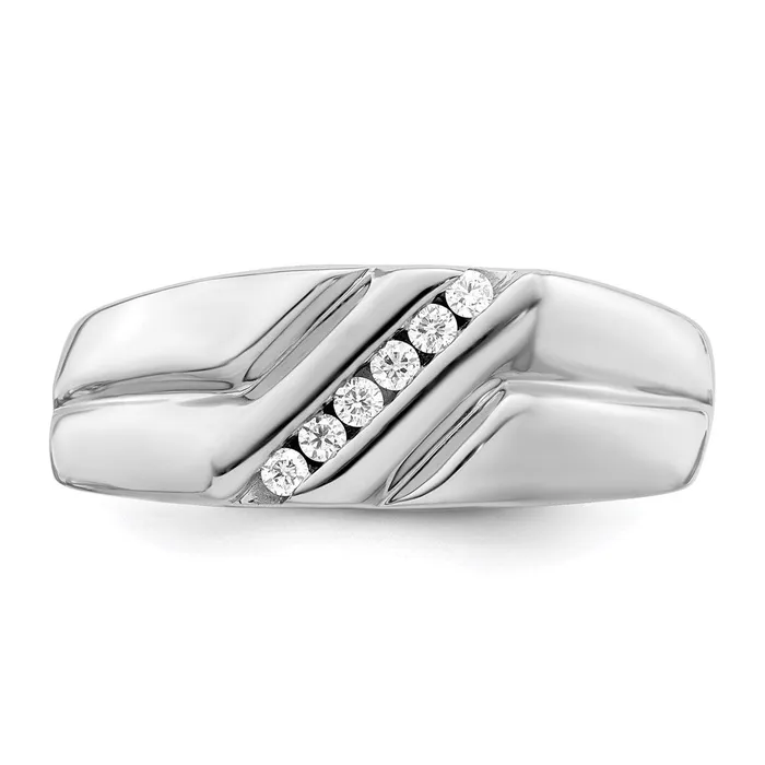 Sterling Silver Rhodium Plated Diamond Mens Ring Goldia Rings