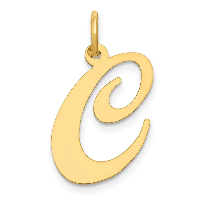 10k Yellow Gold Large Fancy Script Letter C Initial Charm TreasureFineJewelers Charm Necklaces 10k Yellow Gold Large Fancy Script Letter C Initial Charm TreasureFineJewelers Charm Necklaces