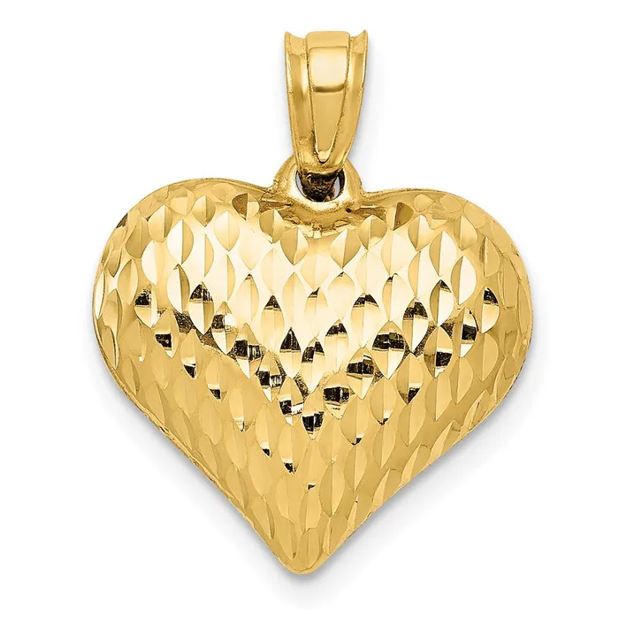 14K Polished and Textured 3D Heart Pendant TreasureFineJewelers Necklaces 14K Polished and Textured 3D Heart Pendant TreasureFineJewelers Necklaces