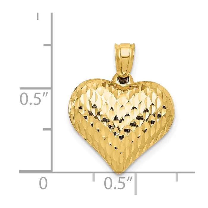 14K Polished and Textured 3D Heart Pendant TreasureFineJewelers Necklaces