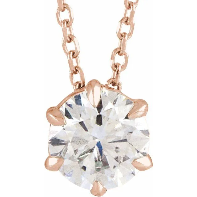 14K Rose Gold 58 CT LabGrown Diamond Solitaire 1618 Necklace TreasureFineJewelers Necklaces 14K Rose Gold 58 CT LabGrown Diamond Solitaire 1618 Necklace TreasureFineJewelers Necklaces