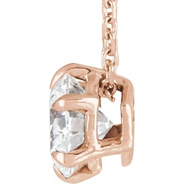 14K Rose Gold 58 CT LabGrown Diamond Solitaire 1618 Necklace TreasureFineJewelers Necklaces