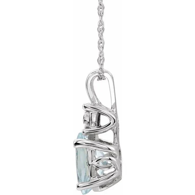 14K White Aquamarine 02 CTW Diamond 18 Necklace TreasureFineJewelers Necklaces