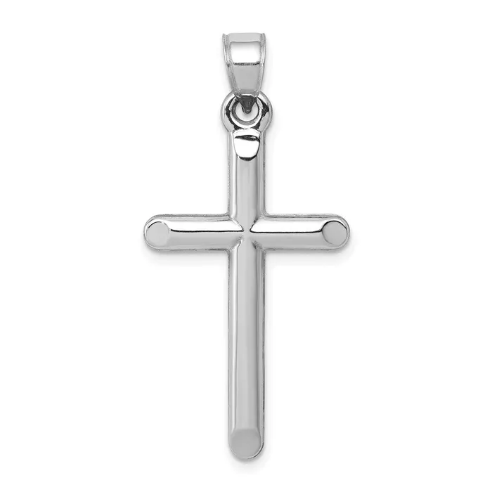 14k White Gold Hollow Cross Pendant TreasureFineJewelers Necklaces