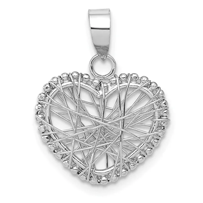 14K White Gold Open Wire Heart Pendant TreasureFineJewelers Rings
