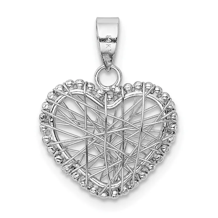 14K White Gold Open Wire Heart Pendant TreasureFineJewelers Rings