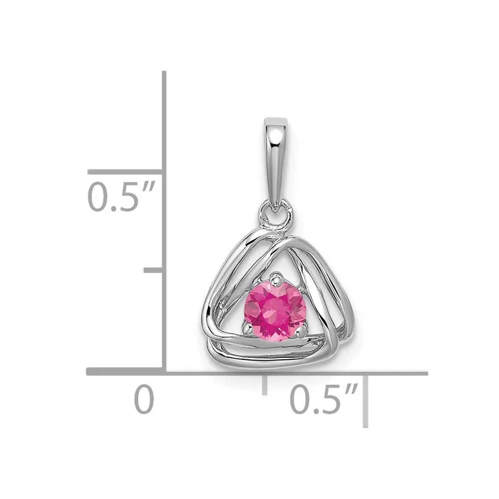 14k White Gold Pink Tourmaline Triangle Pendant TreasureFineJewelers Necklaces