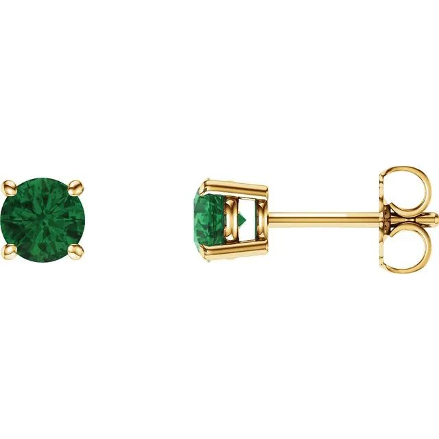 14K Yellow 5 mm Round LabCreated Emerald Earrings TreasureFineJewelers Earrings 14K Yellow 5 mm Round LabCreated Emerald Earrings TreasureFineJewelers Earrings
