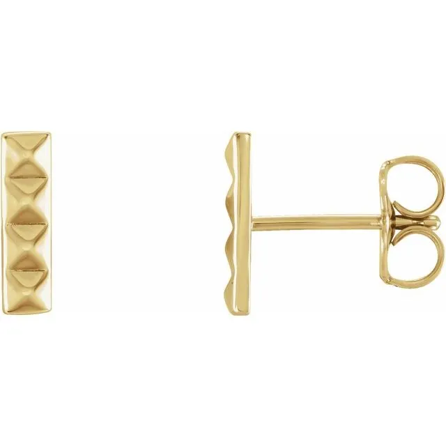 14K Yellow Pyramid Bar Earrings TreasureFineJewelers Earrings