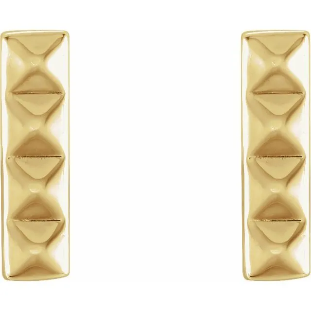 14K Yellow Pyramid Bar Earrings TreasureFineJewelers Earrings