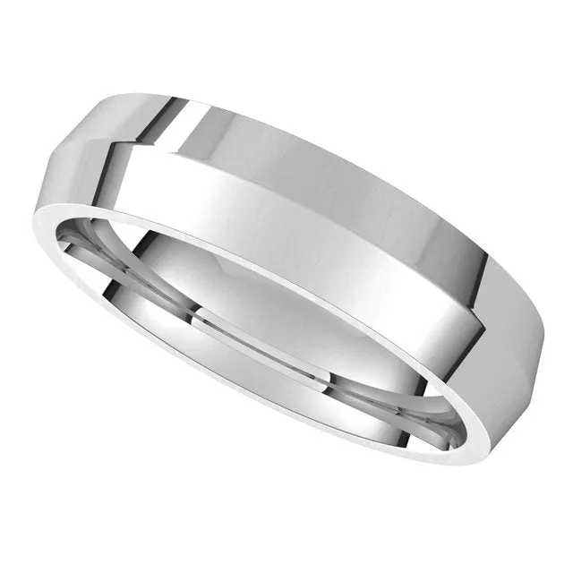 18K White Gold 5 mm Knife Edge Comfort Fit Wedding Band TreasureFineJewelers Rings