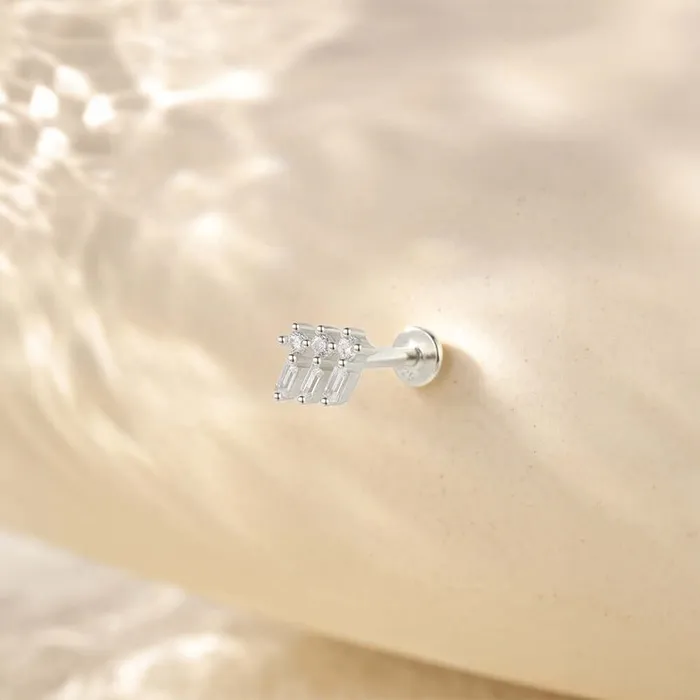 925 silver three lines CZ diamond flat back earrings Trendolla Jewelry Earrings