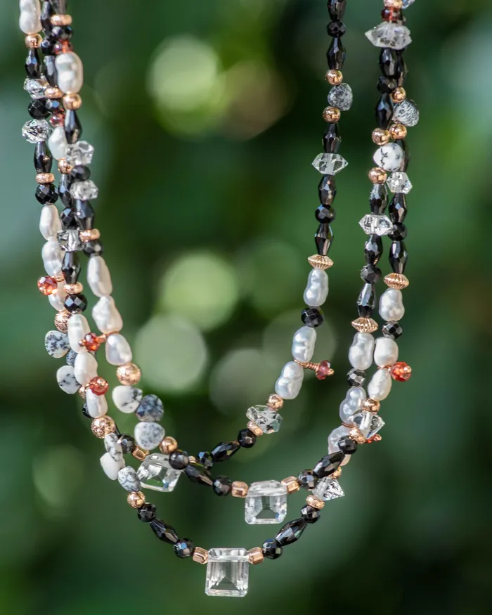 Black Spinel Freshwater Pearl Gemstone Beaded Necklace Vida Jewelry Designs Necklaces