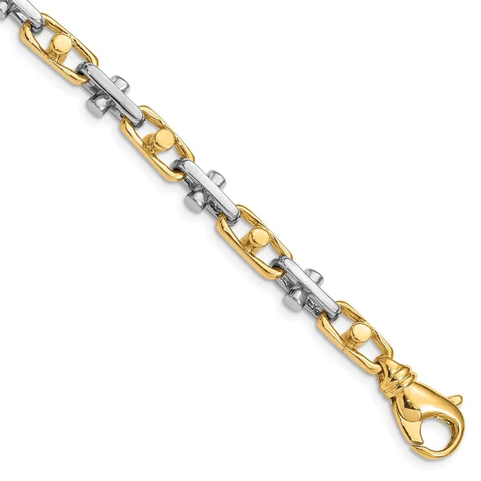 Bracelets TreasureFineJewelers 14K Twotone 8 inch 58mm Hand Polished Fancy Link with Fancy Lobster Clasp Bracelet Bracelets TreasureFineJewelers 14K Twotone 8 inch 58mm Hand Polished Fancy Link with Fancy Lobster Clasp Bracelet