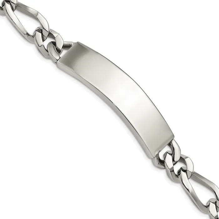 Bracelets TreasureFineJewelers Chisel Stainless Steel Polished Figaro 9 inch Large ID Bracelet Bracelets TreasureFineJewelers Chisel Stainless Steel Polished Figaro 9 inch Large ID Bracelet