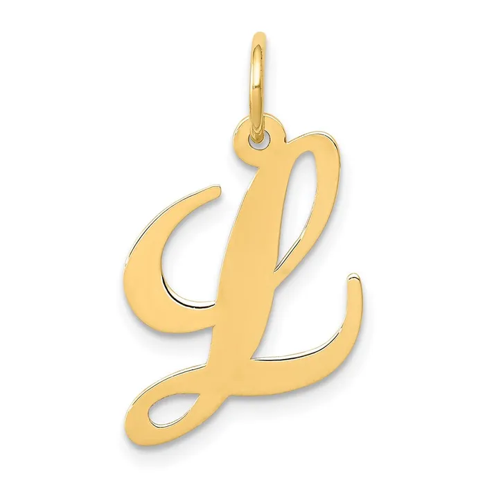 Charm Necklaces 14k Yellow Gold Medium Fancy Script Letter L Initial Charm TreasureFineJewelers Charm Necklaces 14k Yellow Gold Medium Fancy Script Letter L Initial Charm TreasureFineJewelers
