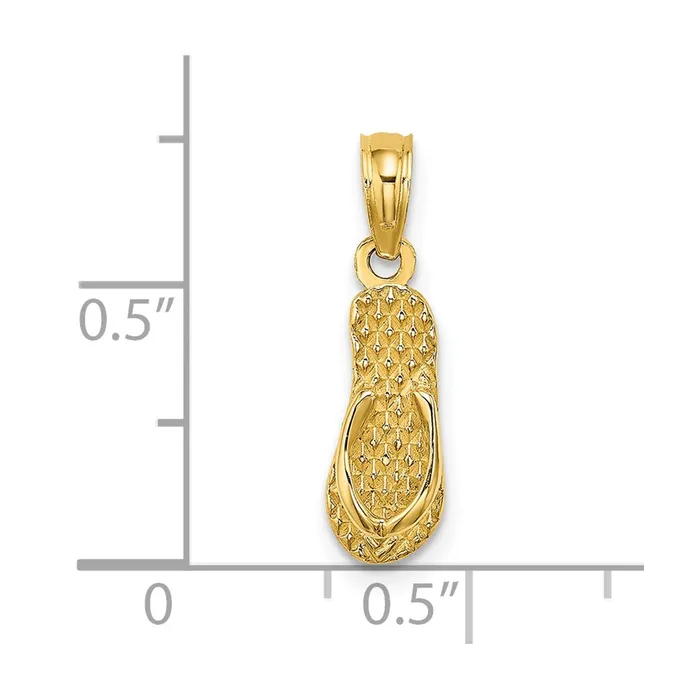Charm Necklaces TreasureFineJewelers 14K 3D REHOBOTH Single Flipflop Charm
