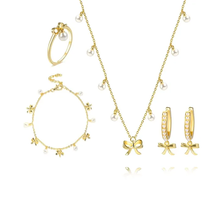 Coquette Charm Adorable Pearl Ring Bracelet Necklace Chic Hoop Earrings Set by Katie Trendolla Jewelry Earrings Coquette Charm Adorable Pearl Ring Bracelet Necklace Chic Hoop Earrings Set by Katie Trendolla Jewelry Earrings