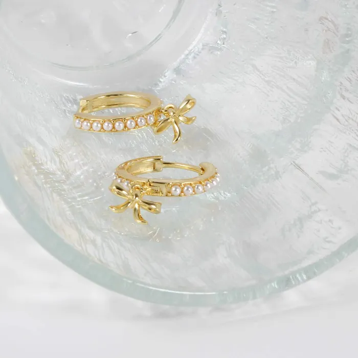 Coquette Charm Adorable Pearl Ring Bracelet Necklace Chic Hoop Earrings Set by Katie Trendolla Jewelry Earrings