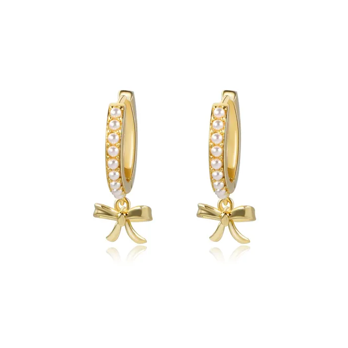 Coquette Charm Adorable Pearl Ring Bracelet Necklace Chic Hoop Earrings Set by Katie Trendolla Jewelry Earrings