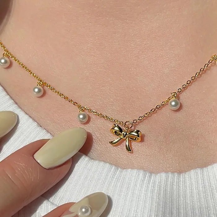 Coquette Charm Adorable Pearl Ring Bracelet Necklace Chic Hoop Earrings Set by Katie Trendolla Jewelry Earrings