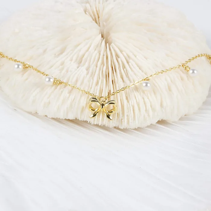 Coquette Charm Adorable Pearl Ring Bracelet Necklace Chic Hoop Earrings Set by Katie Trendolla Jewelry Earrings