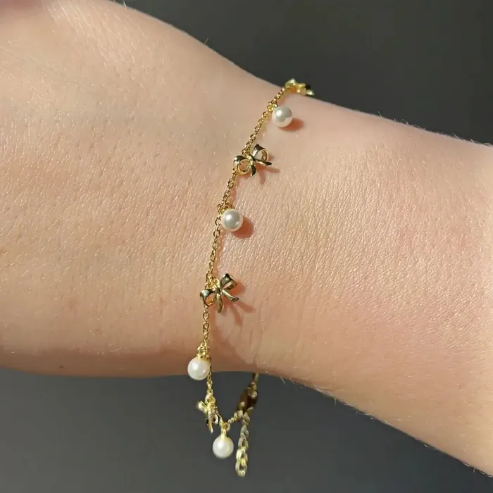 Coquette Charm Adorable Pearl Ring Bracelet Necklace Chic Hoop Earrings Set by Katie Trendolla Jewelry Earrings