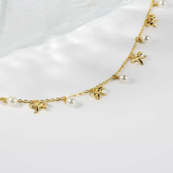 Coquette Charm Adorable Pearl Ring Bracelet Necklace Chic Hoop Earrings Set by Katie Trendolla Jewelry Earrings