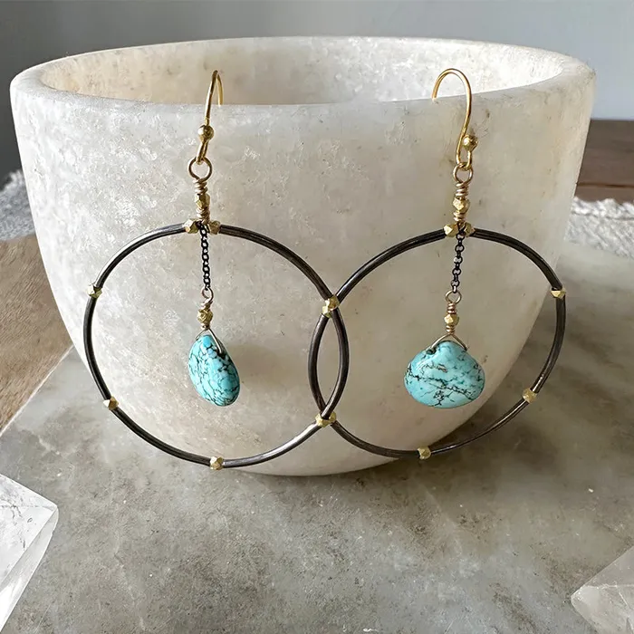 Earrings Robindira Unsworth Sasha Turquoise Hoop Earrings