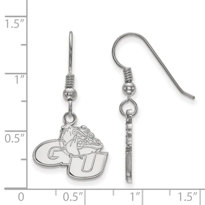 Earrings Sterling Silver Rhodiumplated Gonzaga University GU Bulldog Small Dangle Wire Earrings TreasureFineJewelers