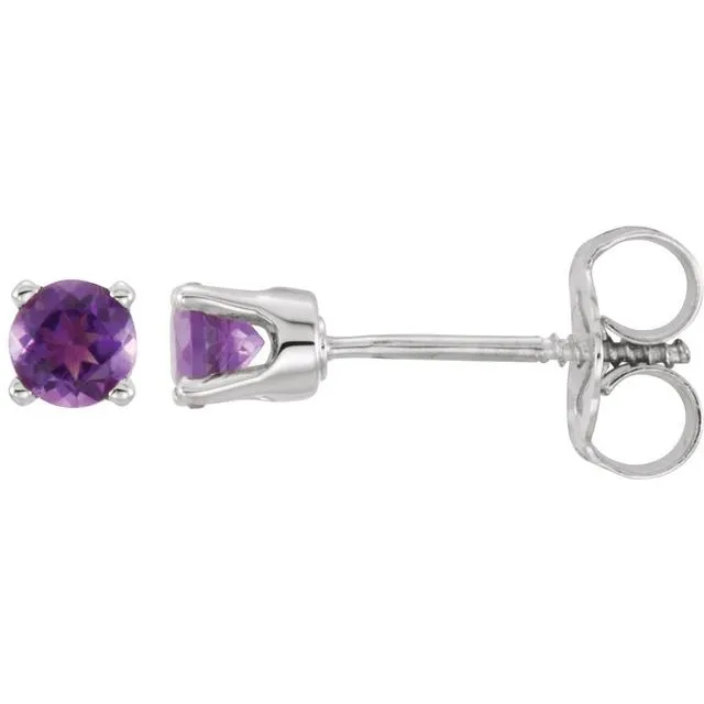 Earrings TreasureFineJewelers 14K White Gold Natural Amethyst Youth Earrings Earrings TreasureFineJewelers 14K White Gold Natural Amethyst Youth Earrings